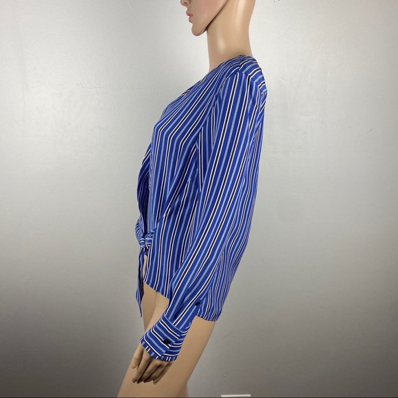 NEW RAG & BONE REVOLVE BLUE STRIPED SILK BLOUSE - Picture 5 of 8
